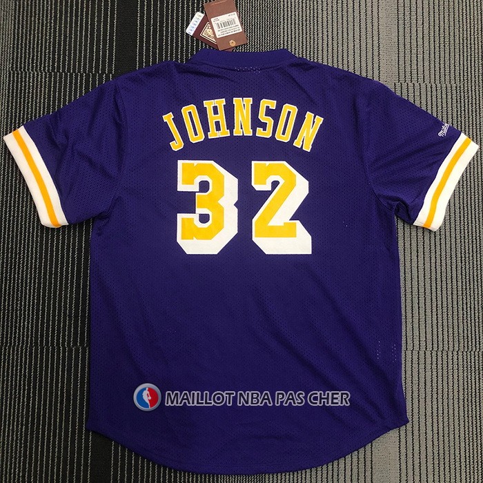 Maillot Manche Courte Los Angeles Lakers Magic Johnson NO 32 Volet
